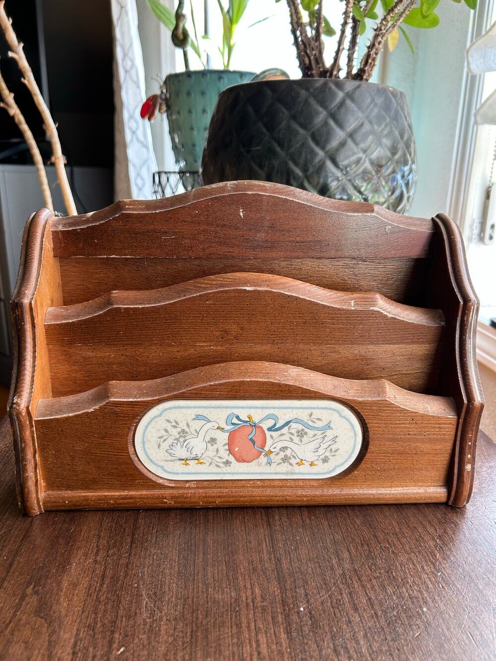 Vtg GOOD WOOD Marmalade Goose Letter Holder Wall Hanging Farmhouse Cottage